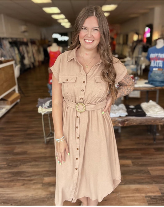 Tan Collared Dress