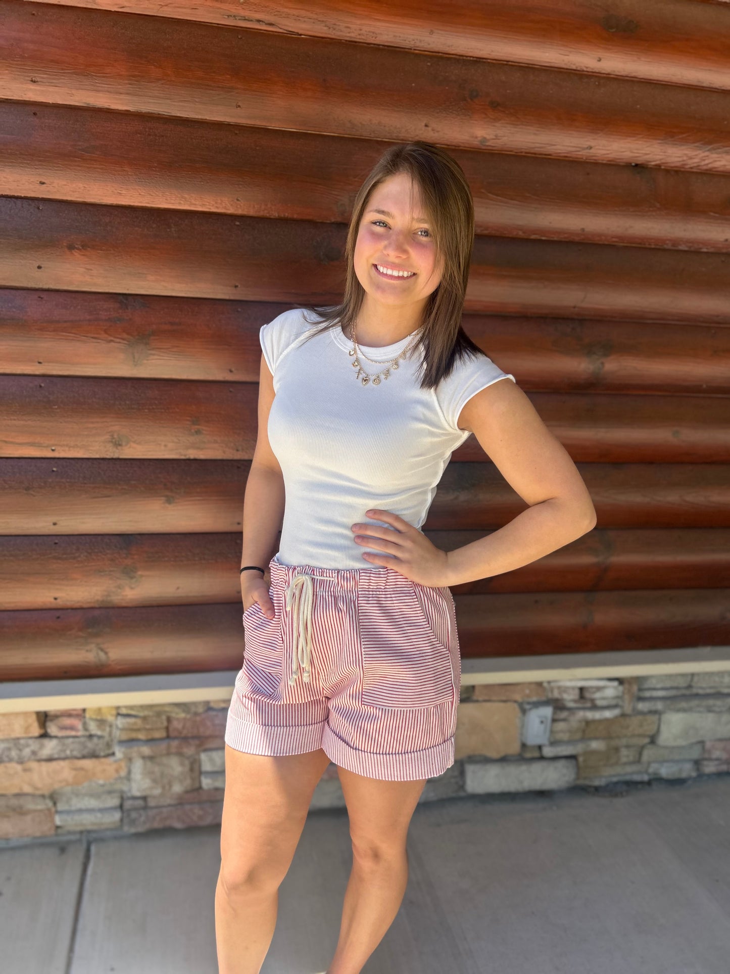 Stripe Cotton Twill Shorts