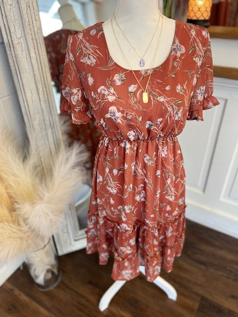 Rust Floral Dress