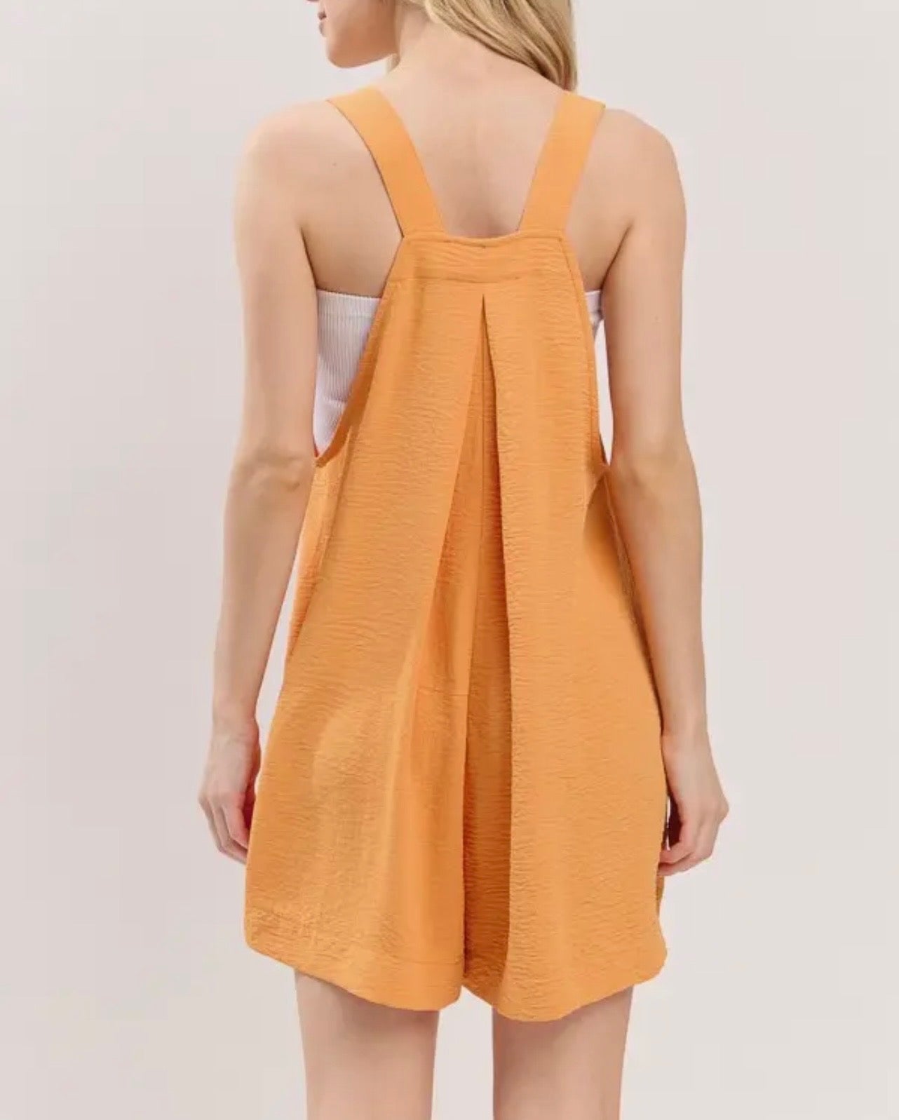 Scallop Pocket Strap Romper