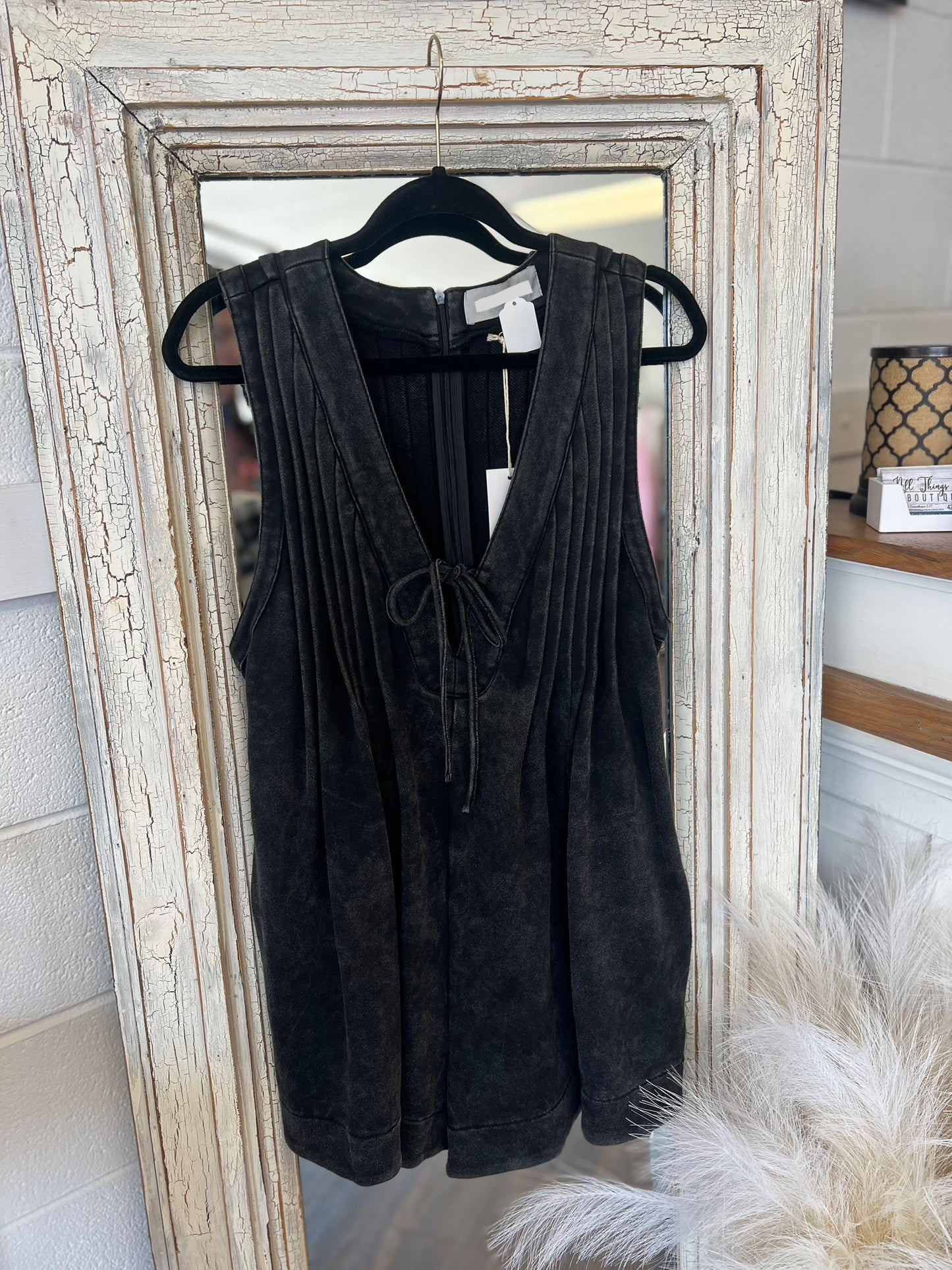 Pleated Cotton Romper