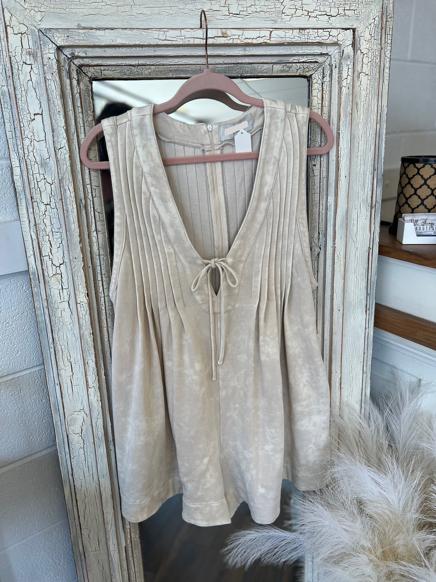 Pleated Cotton Romper