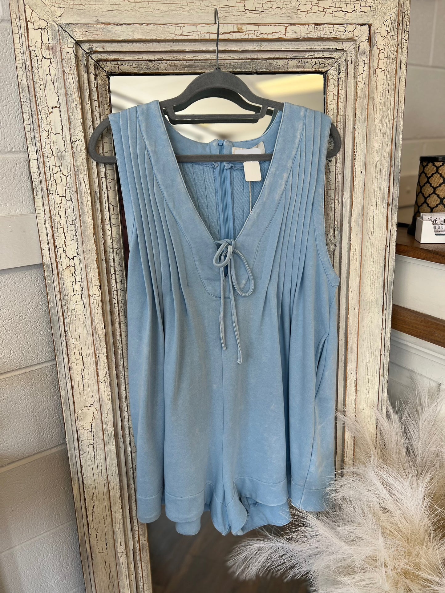 Pleated Cotton Romper