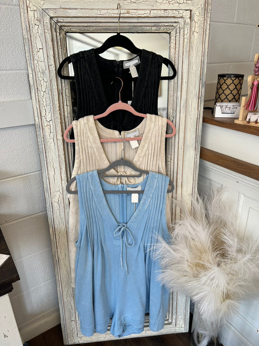 Pleated Cotton Romper