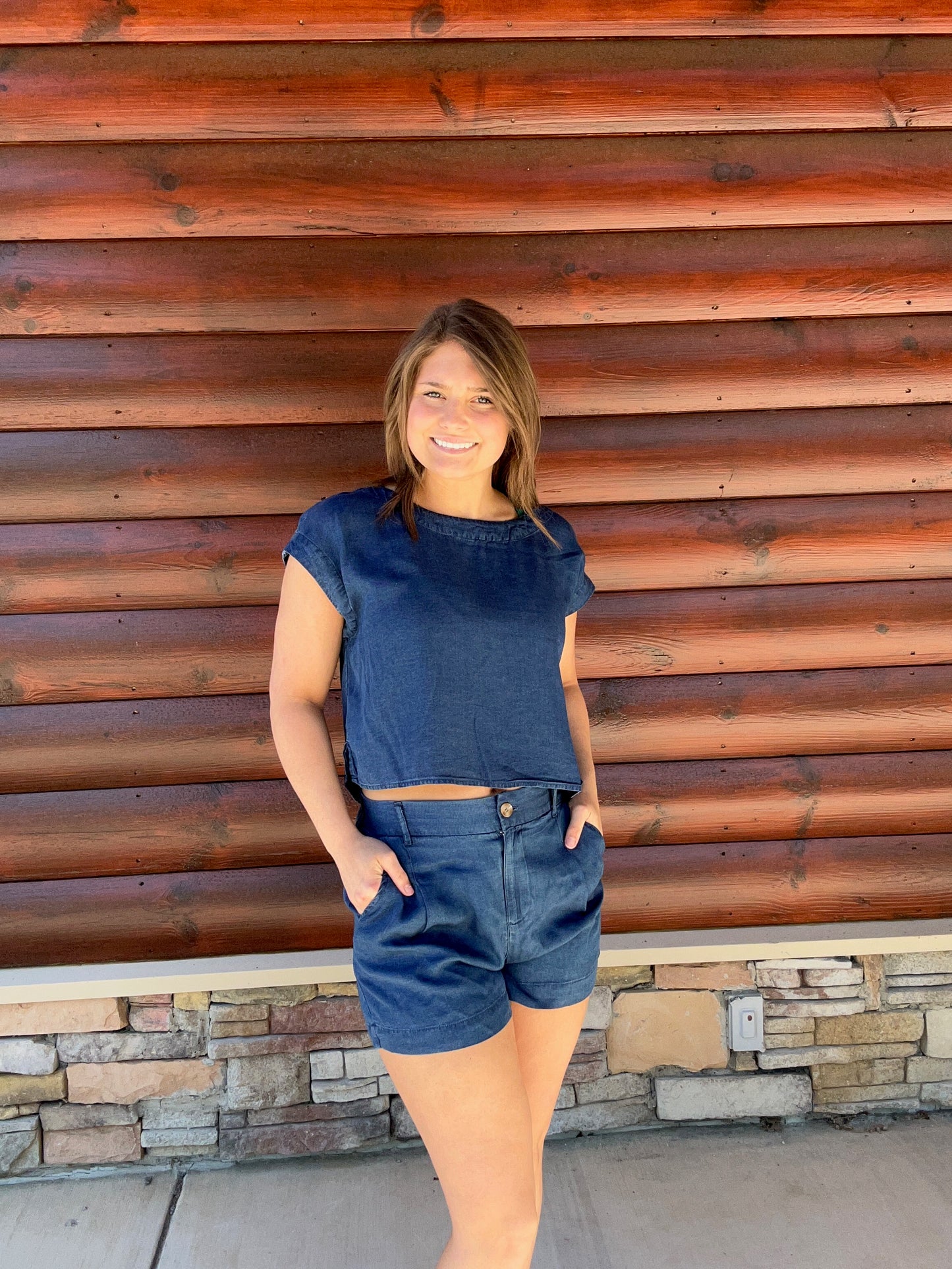 Dark Chambray HW Pintuck Shorts