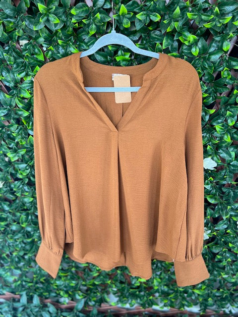 Long Sleeve Rust Airflow Top