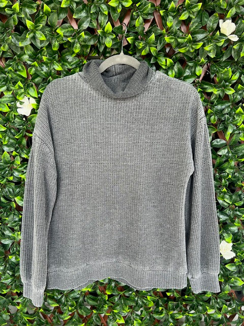 Long Sleeve Mineral Wash Cowl Neck Top