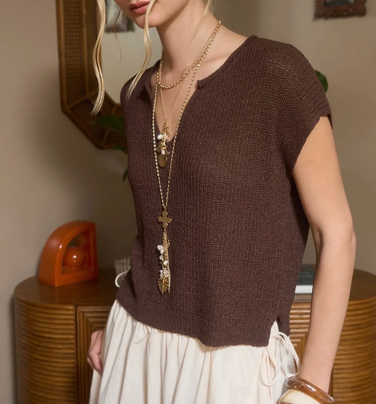 Cap SS Knit Top