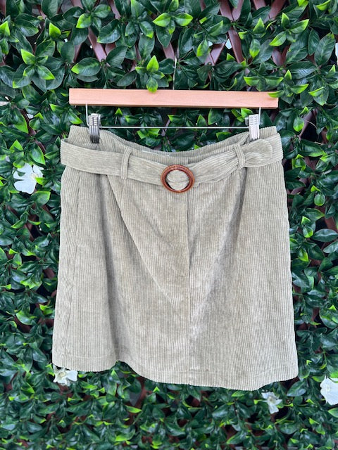Belted Corduroy Skirt