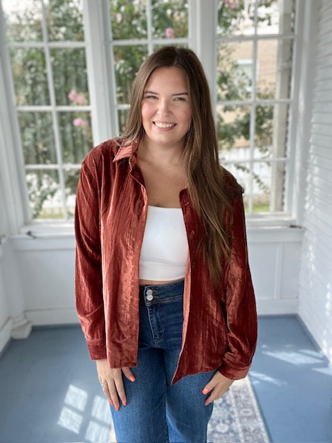 Fall Rust Velvet Shirt