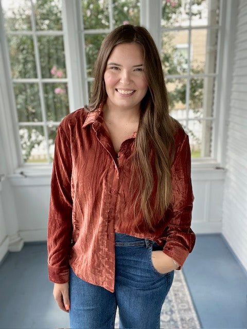 Fall Rust Velvet Shirt