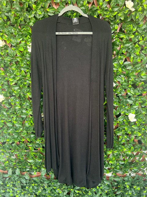 Long Sleeve Black Slit Cardigan