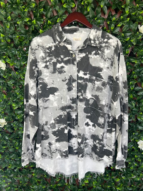 Distressed TieDye Shacket