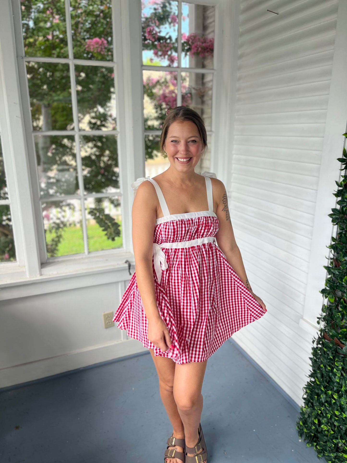 Red Gingham Babydoll Dress