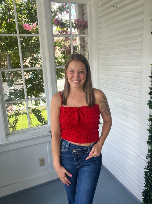 Smocked Spaghetti Strap Tank Top