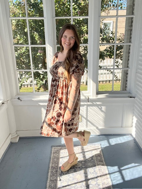 Smocked Floral Dress