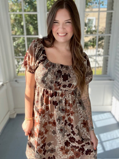 Smocked Floral Dress