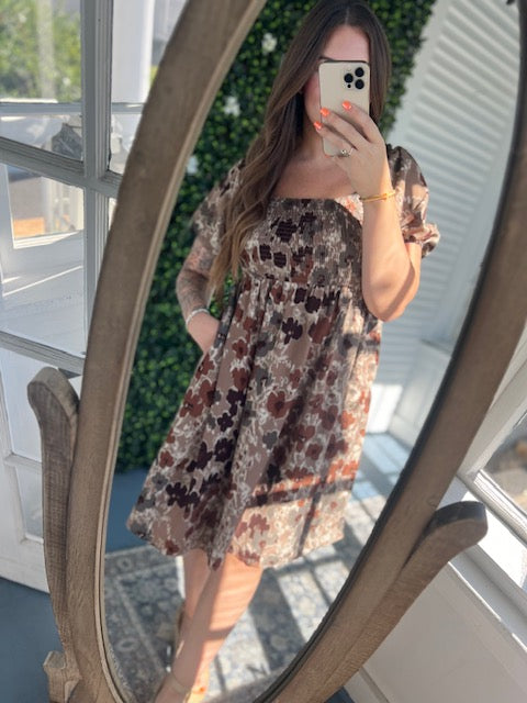Smocked Floral Dress