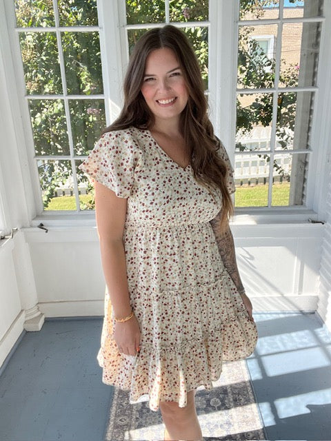 Cream Floral Dress