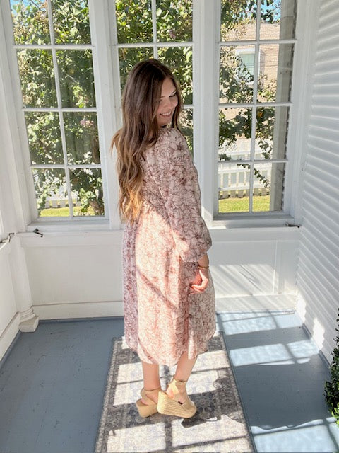 Stencil Blossom Midi Dress