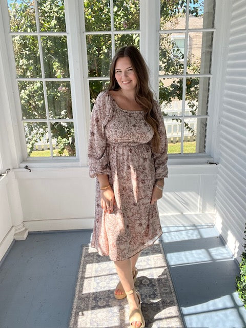 Stencil Blossom Midi Dress