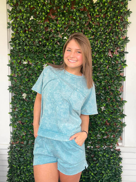 Halo Snow Washed Boxy Top Set