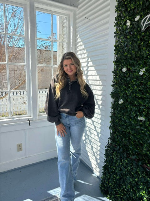 Quarter-button Pullover