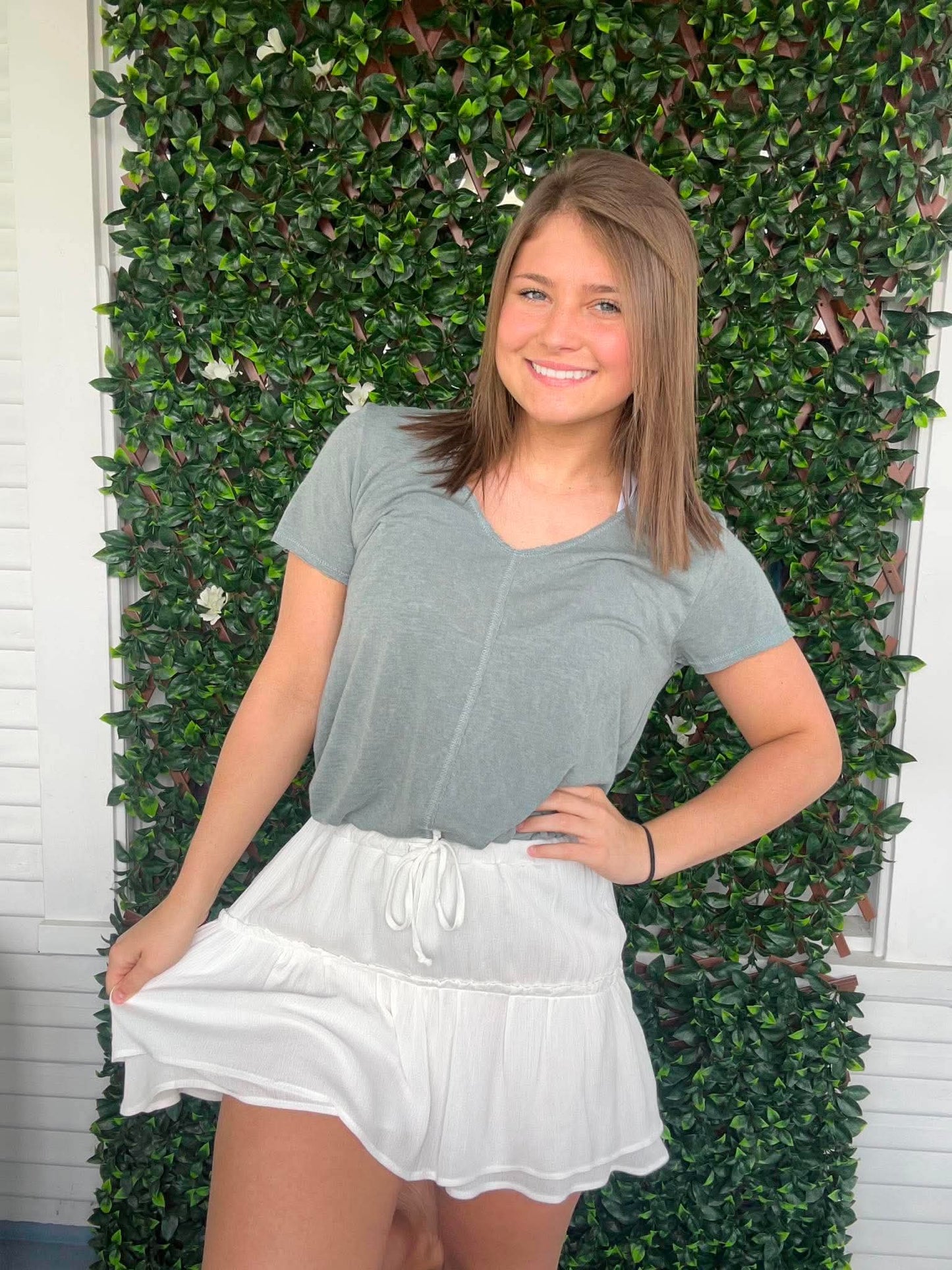 Slubby Vneck Split Center Tee